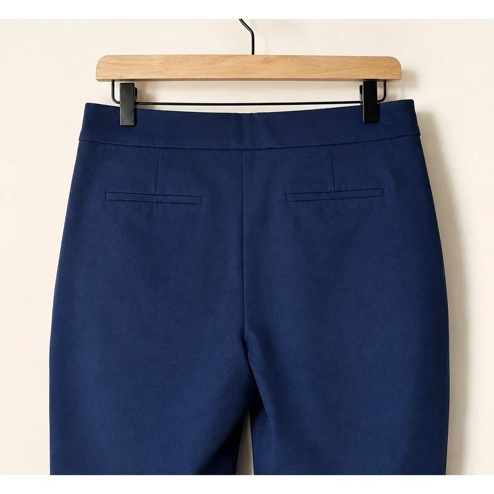 J.Crew Kelsey Pants Women 6 Navy Blue Cropped Flare Stretch Cotton Trousers